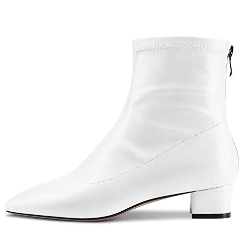 HEUIVZAR Womens Ankle Boots Short Bootie Mid Chunky Block Heel Closed Pointed Toe Matte Classic Shoes Zipper 2 Inch2