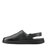 SIKA SRC Pantoletten Herren & Damen mit Verstellbarem Fersenriemen | Pantolette Herren & Damen Schwarz aus Wasserabweisendem atmungsaktivem Leder | Ideal für Pflegepersonal Krankenhaus Küche