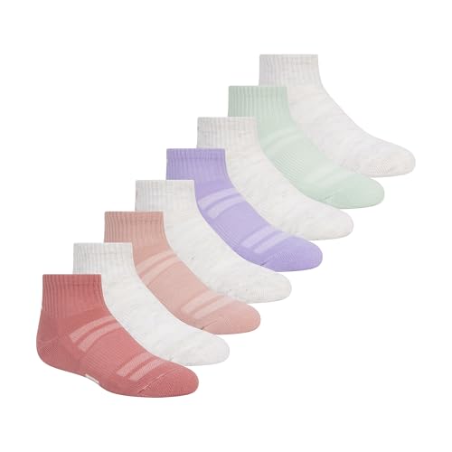 PUMA Girls' Quarter Crew Socks (8-Pack), Medium Red, 7-8.5 - image 1