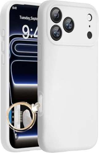 Image of DIZORO Compatible for iPhone 17 Pro Max Case,Classic Liquid Silicone Mobile Phone Case,Integrated Camera Control Button,Anti-Scratch Soft Microfiber Lining, White