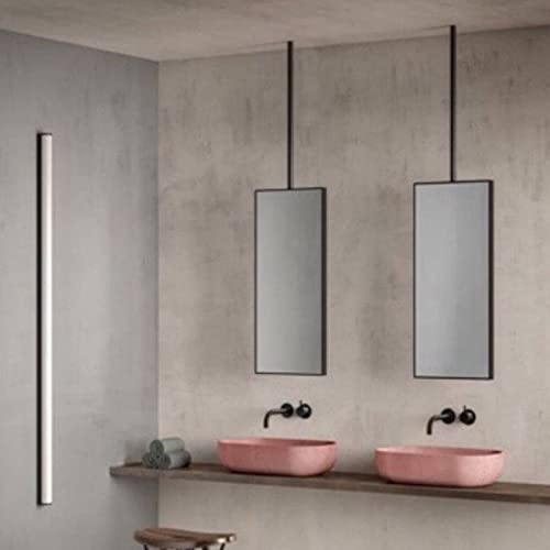 Miroir mural noir 50x70cm avec perche en métal réglable pour salle de bain