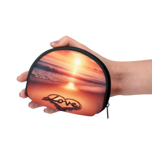 Portable Coin Purse Sunrise-Love-Beach-Valentine Mini Zippered Money Pouch Card Holder3