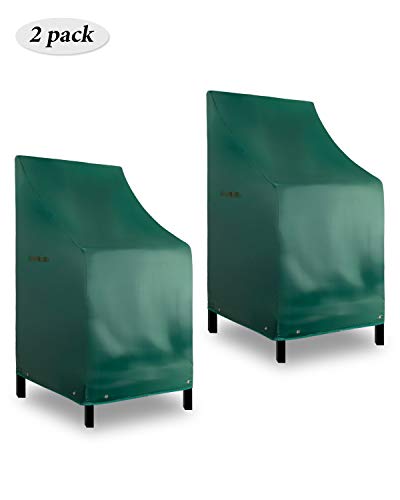 Rosielily High Back Patio Chair Covers Waterproof Heavy Duty Stackable Outdoor Bar Stool Cover Brown Patio Furniture Covers Outside Lounge Deep Seat Covers, Lawn Chair Covers, High Back, 2 Pack-Green #TOP1