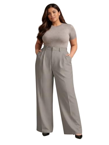 Image of KOTTY Plus Size Women's High Waist Comfortable Straight Fit Formal Pants