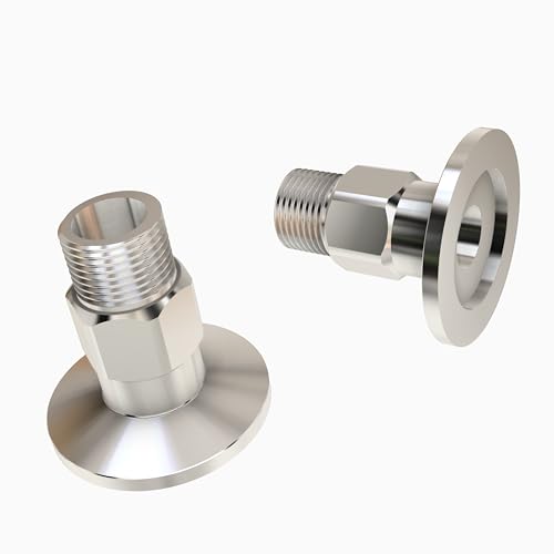 Image of bmotiontech 3 /8 inch MNPT Male NPT to KF25 NW25 Flange Fitting adapter (ISO-KF KF25 QF25 NW25) (3 /8 inch MNPT KF25 x 2PCs)