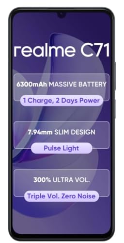 realme C71 4G Smartphone 4GB+64GB Black,6.745 inch Screen, 90Hz Eye Comfort Display, 6300mAh Battery, 37MP Cameras, Unisoc T7250 Chip, IP54