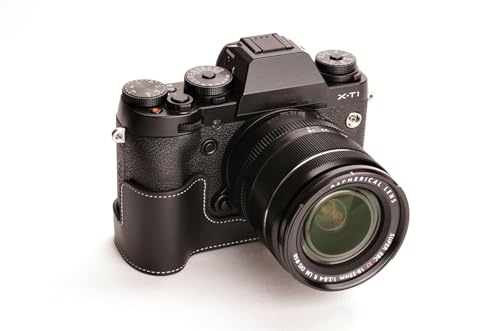 Demi-sac Fujifilm X-T1 noir en cuir véritable fait main TP
