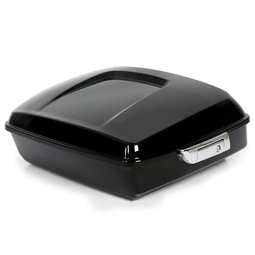 ECOTRIC Chopped Motorcycle Trunk Compatible with 2014-2024 Harley Touring Models Touring Street Road Glide Road King Tail Box Black