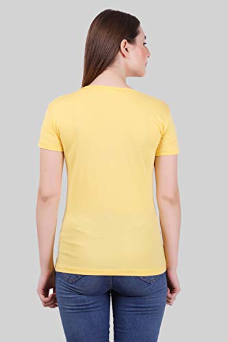 Image of FLEXIMAA Women's Cotton Plain V Neck Half Sleeve T-Shirt