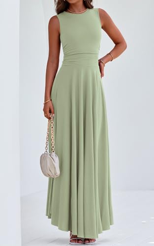 Image of PRETTYGARDEN Womens Summer Dresses 2026 Casual Sleeveless Crewneck Aline Maxi Dress Stretch Tank Flowy Long Dresses