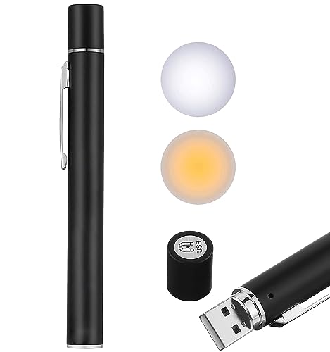 NEXT GEEK Pen Torch for Doctors, Nurses Dual Light Yellow White Light Beam Pen Light for Checking Oral, Pupil, Eyes, Ears, Nasal Cavity etc Rechargeable Black (1 Year Warranty)