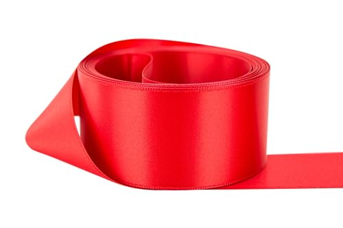 Image of Ribbon Bazaar Double Faced Satin 7 /8 inch Red 25 Yards 100% Polyester Ribbon