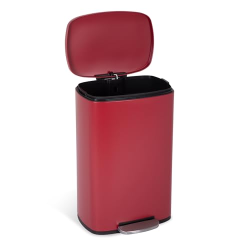 Caneca de basura ovalada roja 13 galones con pedal