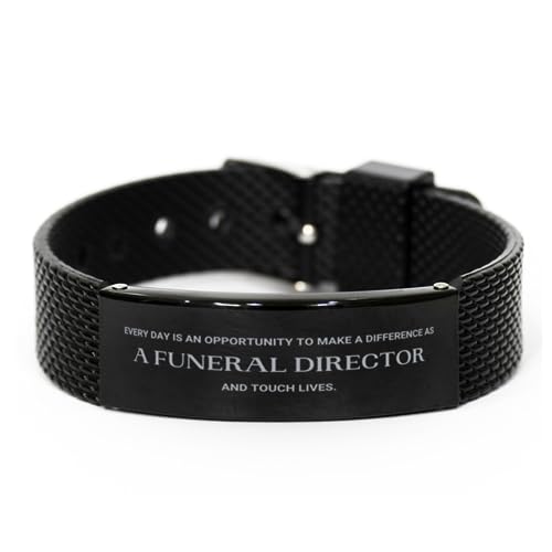 Funeral Director Black Shark Mesh Bracelet, Every day is an opportunity to make a difference, Gifts For Funeral Director, Birthday Holiday Appreciation Present Ideas For Boss, Friends, Coworkers
