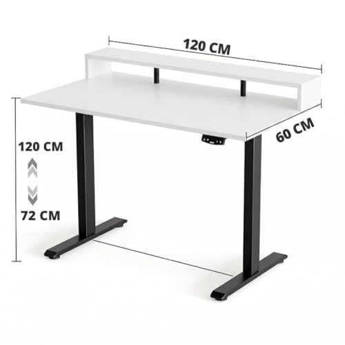 Image of TEKAVO Hirak Height Adjustable Table for Office Work | Electric Standing Table Workstation for Home Office| 60 kg Load Capacity |120L x 60W | WhiteI DIY