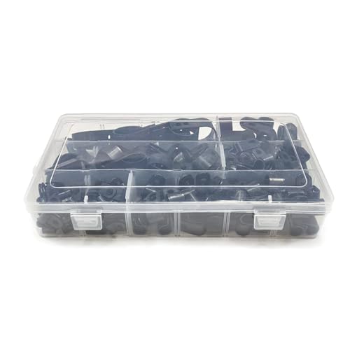 200pcs Nylon Clip Black Nylon Kabelbefestigungen mit Speicherkasten Effektives Draht Organisation Tool Nylonkabelklemmen