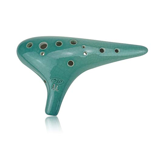 Classic 12 Hole Ceramic Ocarina Ice Crack Blue Ocarina Alto C Ocarina by OcarinaWindÂ®