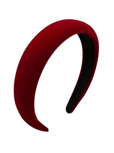 SHENHE Women's Velvet Headband Vintage Wide Head Hair Band Simple Headband Red One-Size