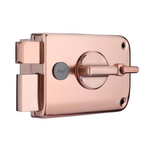 Godrej Rim Lock I Twinbolt Ultra XL+ | 1CK Deadbolt I for Inside Opening Wooden Door | Left/Right Handed Doors I 4 Keys I 5-Year Warranty I Manual Locking l Rose Gold Finish 2