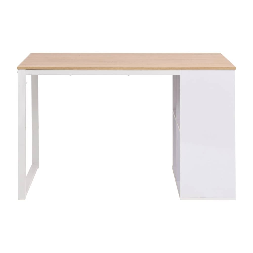 Mesa de trabajo 120 x 60 x 75 cm, mesa de estudio con almacenamiento, roble