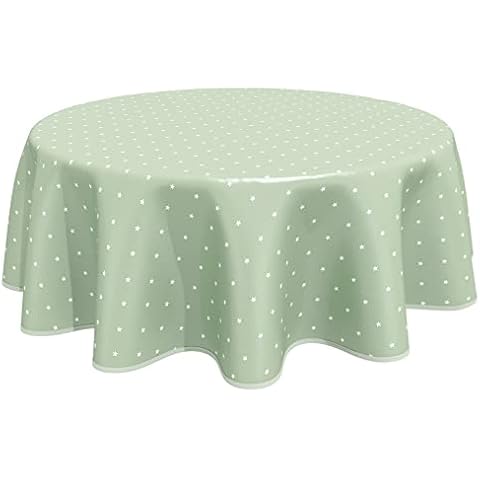 Home Direct Mantel de Hule Redondo Estrellas Verde Salvia Cover