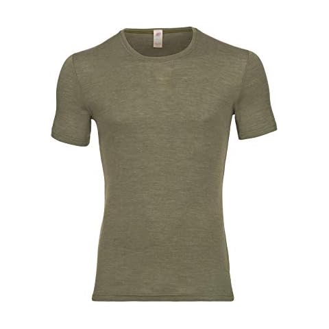 Camiseta Engel Natural de lana y seda verde oliva para hombre Cover