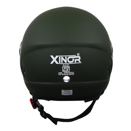 Image of Buff Open Face Motorcycle Helmet Medium MT Green | ISI Certified Unisex Bike Helmet | Lightweight ABS Shell with Clear Visor & Quick Release Strap for Scooter & Bike Riders