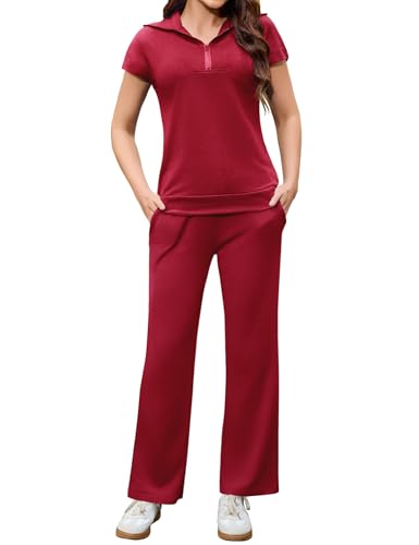 Aottori Survêtement Femme Sport 2 Pièces Ensemble de Sport Jogging Manches Courtes Pantalon de Sport Décontracté Yoga Fitness Zippé Poches Chic Élégant...