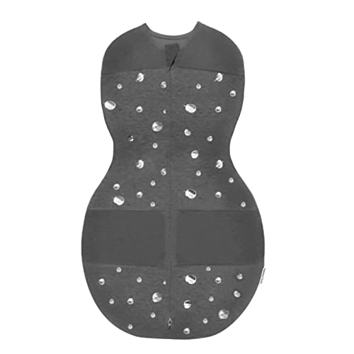 Image of Happiest Baby Sleepea 5-Second Swaddle - 100% Organic Cotton Baby Swaddle Blanket - Doctor Designed Promotes Healthy Hip Development (Charcoal Planets, Medium)