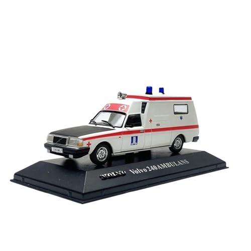 Maqueta de Coche a Escala 1:43 para Volvo 240 Ambulans Die-Cast Static Classic Rescue Car Model Hobby Collection Adornos De Aleación Miniaturas de automoción