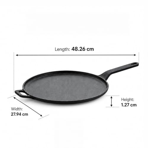 Image of HomeEssentials Non-Stick 28cm Cast Iron Dosa Tawa with Silicone Handle | Non-Stick Cooking & Serving Pan for Dosa, Chapati, Roti, Pizza, Pancakes, Omelets and Daily Cooking