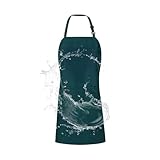 Generisch Delantales para mujer con bolsillos, repelente al agua y al aceite, delantal para hombres, para hornear, barbacoa, barbacoa, pintura, peinado, limpieza, camareros, jardinería diaria, verde
