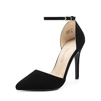 DREAM PAIRS Women's High Stiletto Dress Heels Pumps,Black/Nubuck,5