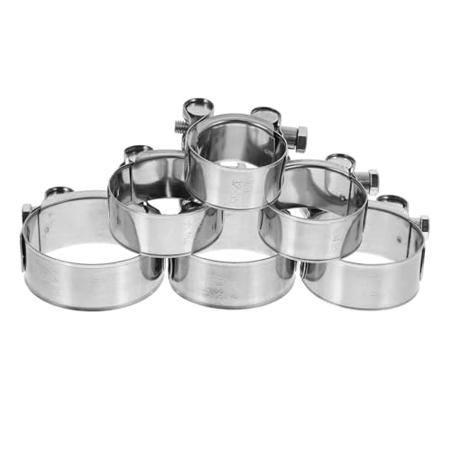 Unomor Adjustable Stainless Steel Hose Clamps 6pcs Set Heavy Duty Clamps for Hoses Pipe Pipe Clips 32-55mm Diy Professional