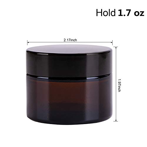 Encheng Cosmetic Jars, 40 Pack of 2oz Amber Round Glass Jars, with Inner Liners and black Lids,Empty Cosmetic Containers,Cream jars2
