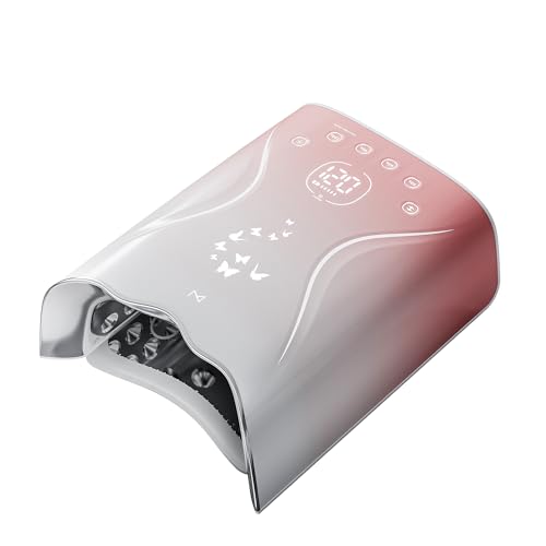 M Nova Cure Nail Lamp 115W UV LED, Professional Gel Nail Light, Fast Curing Lamp for Gel Polish Builder Gel Acrylic, 45 LED Beads, Smart Sensor Timer, Portable Salon Use – Pink