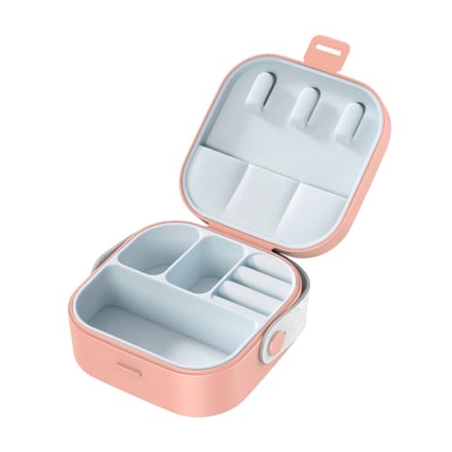 Getrays ミニ ジュエリーボックス と 革ハンドル、女性用 携帯用 小さい 旅行 宝石箱、 防水 ジュエリー収納ケース ために ネックレス 指輪 イヤリング ブレスレット 口紅 化粧品 ギフト箱(ピンク)