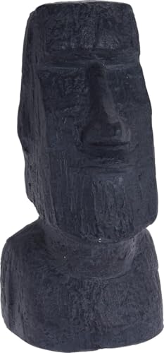 Muddy Hands Anthracite Easter Island Head Garden Ornament - 40cm Tall Moai Statue - Weather Resistant Stone Effect Sculpture for Outdoor or Indoor Décor