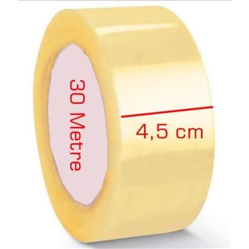 Koli Bandı, Şeffaf, 4,5 cm Genişlik, 30 Metre Uzunluk, 6 Adet
