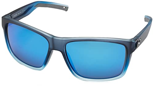 Costa Del Mar Men's Slack Tide Polarized Rectangular Sunglasses, Bahama Blue Fade/Grey Blue Mirrored Polarized-580G, 60 mm