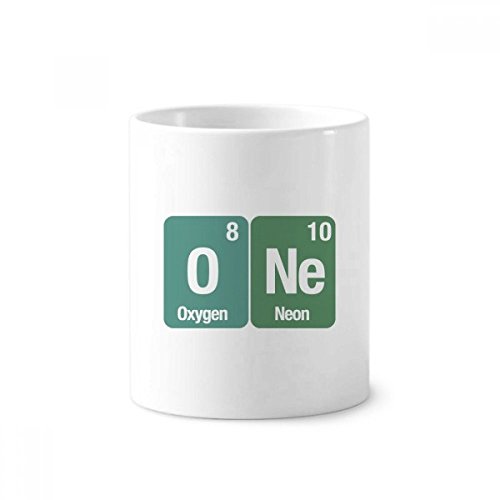 Tasse blanche support en céramique pour ranger pinceaux et brosses à dents motif science chimique