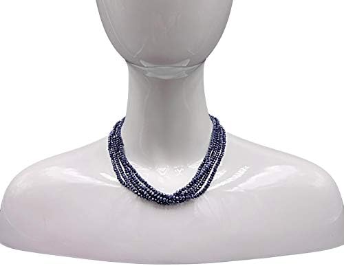 MGR Multi-Strand Layered Bib Collar Statement Beaded Crystal Necklace In Jet Black