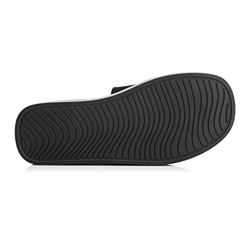 Fitory Women's Knit Platform Sandals Comfort Wedge Slides Slippers For Summer Size 7 Black #TOP4