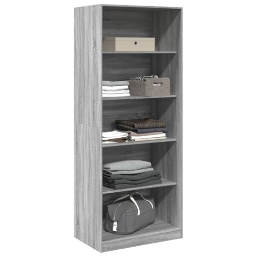 Armario gris Sonoma de 80x50x200 cm en madera de ingeniería para almacenamiento de ropa 5
