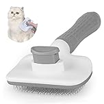 Cat Dog Brush for shedding,Pet Grooming Brush for Cats Dogs Massage,Shedding Brush for Short or Long Hair,Self Cleaning Slicker Brush,Easy to Removes Loose Undercoat, Tangled Hair (grey)