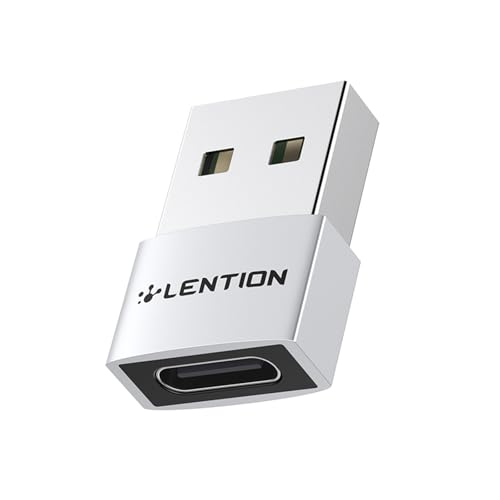 LENTION USB to USB C Adapter 1 Pack, USB-C to USB Adaptor, Type C Female to A Male Converter, Compatible with MacBook (CB-H1, Silver)