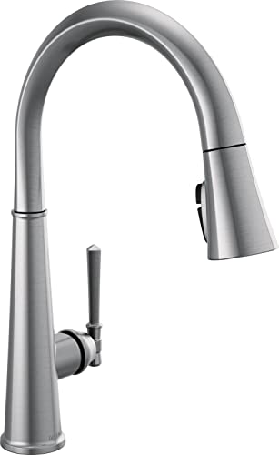 Image of Delta Faucet Emmeline Brushed Nickel Kitchen Faucet, Kitchen Faucets with Pull Down Sprayer, Kitchen Sink Faucet, Magnetic Docking Spray Head, Lumicoat Arctic Stainless 9182-AR-PR-DST