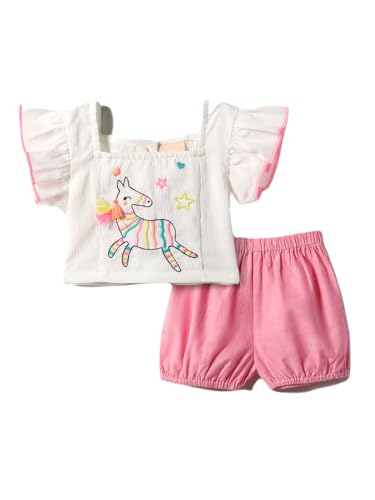 Image of Nautinati Baby Girls Cute Printed Top and Shorts Clothing Set | Age 0-3 Years