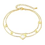 JOYEAR Gold Clover Bracelets for Women,Cute Gold Four Leaf Clover Anklet Gifts