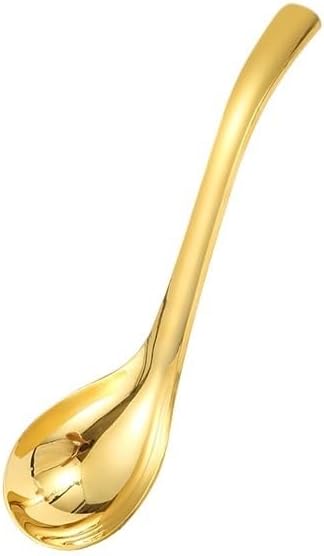 Silverware Flatware Set, 1/4/6/8 Pieces 304 Stainless Steel Spoons With Curved Handles, Mirror Surface, Thickened And Deepened Soup Spoons, Household Public Soup Spoons (Color : Gold, Siz